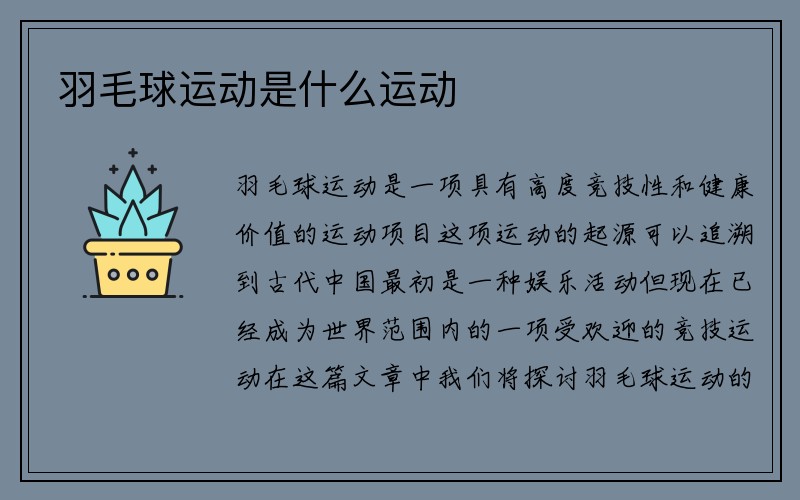 羽毛球运动是什么运动