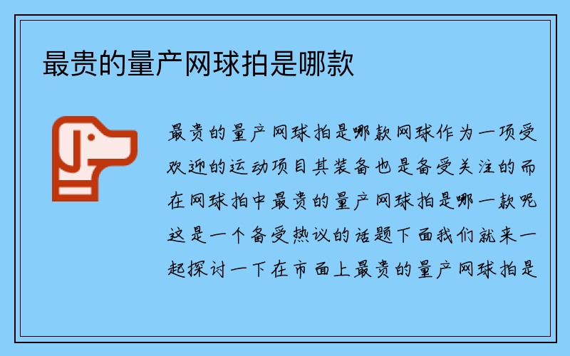 最贵的量产网球拍是哪款