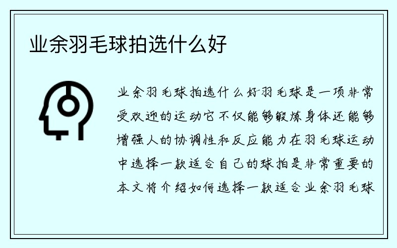 业余羽毛球拍选什么好