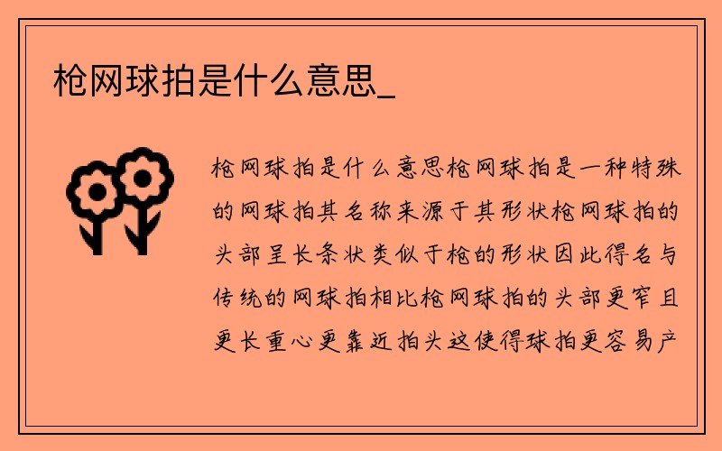 枪网球拍是什么意思_